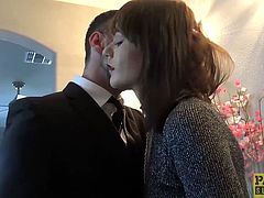 Fancy English whore rammed in pussy and mouth