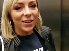 Love In An Elevator With busty blonde slut