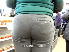 FIRM TIGHT AZZ IN GRAY SWEATS NICE ROUNDNESS