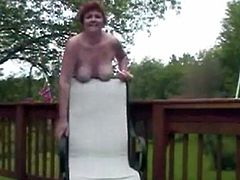 Wife records herself on the deck