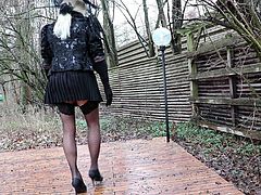 Black - Sheer - Pleated(2) - Covered Outdoor Wanking