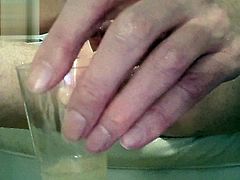 multiple ruined orgasm cum milking wank and cum in glass 2