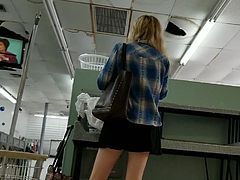 Laundry Creep Shots epic upskirt little booty blonde part 2