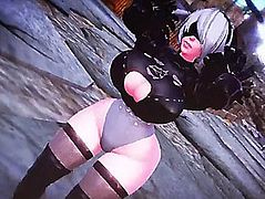 Nier:menacing automata 2b's breast,menacing butt,fearsome body expansion menacing(animation by imbap