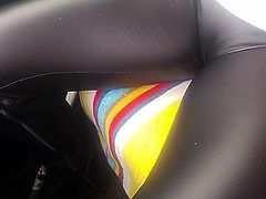 Leather pants in car