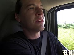 Hitchhiking ends with gay sucking cock and anal bondage