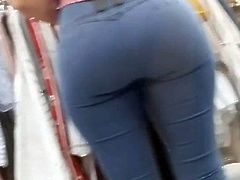 Candid mexican pockless jeans big booty latina