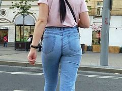 Brunette girl with tight ass