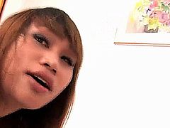 Cute ladyboy freting and dildoing