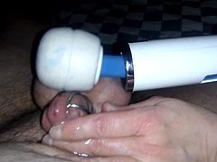 Made to cum in new smaller cage by keyholder wife