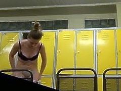 Russian sisters undressing in locker room on hidden cam