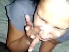 Laughing Teen Eats Sperm Facial (said its yucky)