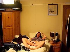 UK slut Hannah having huge orgasm masturbating  - spy cam