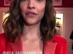 Barbara Palvin flashes her bra