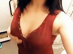slutty ex gf teasing in a red dress