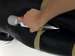latex kigurumi bondage vibrating