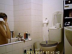College Teen Brunette Spy Bathroom Part 1