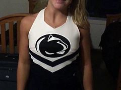 Blonde Penn State cheerleader looking good in her uniform