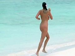 Gianna bouncing down the beach