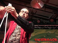 Erotic magician show on stage Festival erotico de Alicante 2015.Watch this super hot and horny slut being dominated by a naughty man.