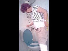 granny Sigrid with big caunt on the toilet, wc