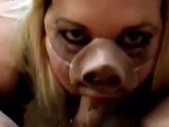 Miss piggy, my trained slave knows how to train my big dick. She does everything to pleas her master. She is a passionate dick sucker and cum sluper. From our private BDSM archive.
