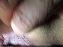 Close up pretend sleeping wife pussy play