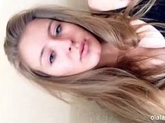 Real stunning perfect amateur blonde teen shows big boobs and pussy on cam