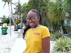 I just met this hot ebony babe and she was already beginning to seduce me, and I really liked it. While we were driving to my house, she undressed and showed me her pink pussy. I can't wait to fuck her chocolate cunt