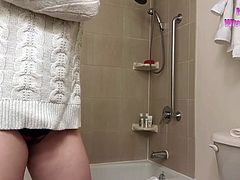 Quick ploop after shower bathrrom hidden cam, amazing super hardcore, best amateur porn, real amateurs sluts