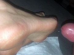 I cum on my very hot wife s foot