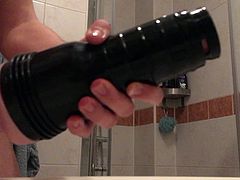 Cum shower in a bathroom