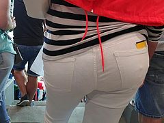 Massive butts milfs in tight white pants