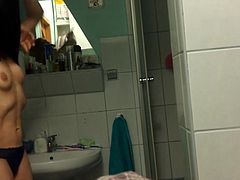 Hot Redhead Milf in Bathroom-Spy Cam Clip