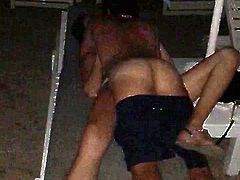 Young couple caught fucking on the beach at night