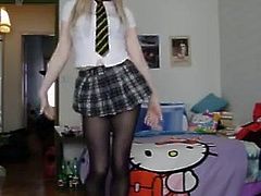 Pretty school gurl teasing you with a dance