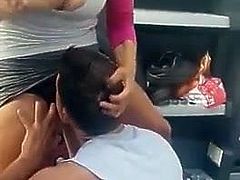 Redneck eating pussy in public