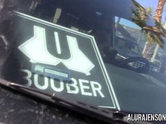 Alura Jenson was running late and needed a ride, so she called a Boober. Once she set eyes on her driver, she couldn't resist taking him back to her hotel for some fun with his big black cock!