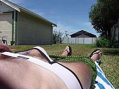 Tanning in my white jock