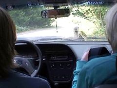 Old granny is picked up and fucked in the car