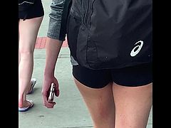 Walking Volleyball Spandex Shorts Candid-Legs & Asses
