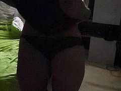 Wife strip flash ass in thong  GF strip