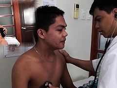 Small cock Asian twink fucks doctor