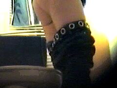 Girl using the toilet and filmed by voyeur 1