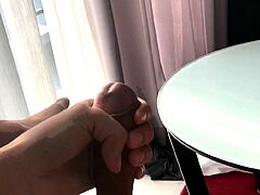 Brunette Tranny jerking in hard dick in solo Webcam
