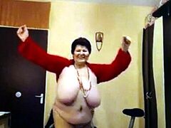 Big-Titted BBW Granny Dances on Webcam