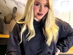 Rushed over to see magnificent blonde, jizz in mouth during