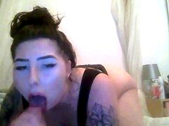Mature brunette amateur giving a great POV blowjob