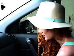 Redhead slut deepthroats dick, gets cum in mouth. Hardcore