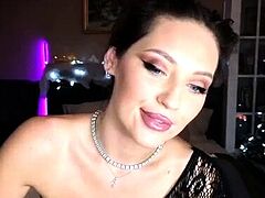 Brunette solo darling masturbating at home